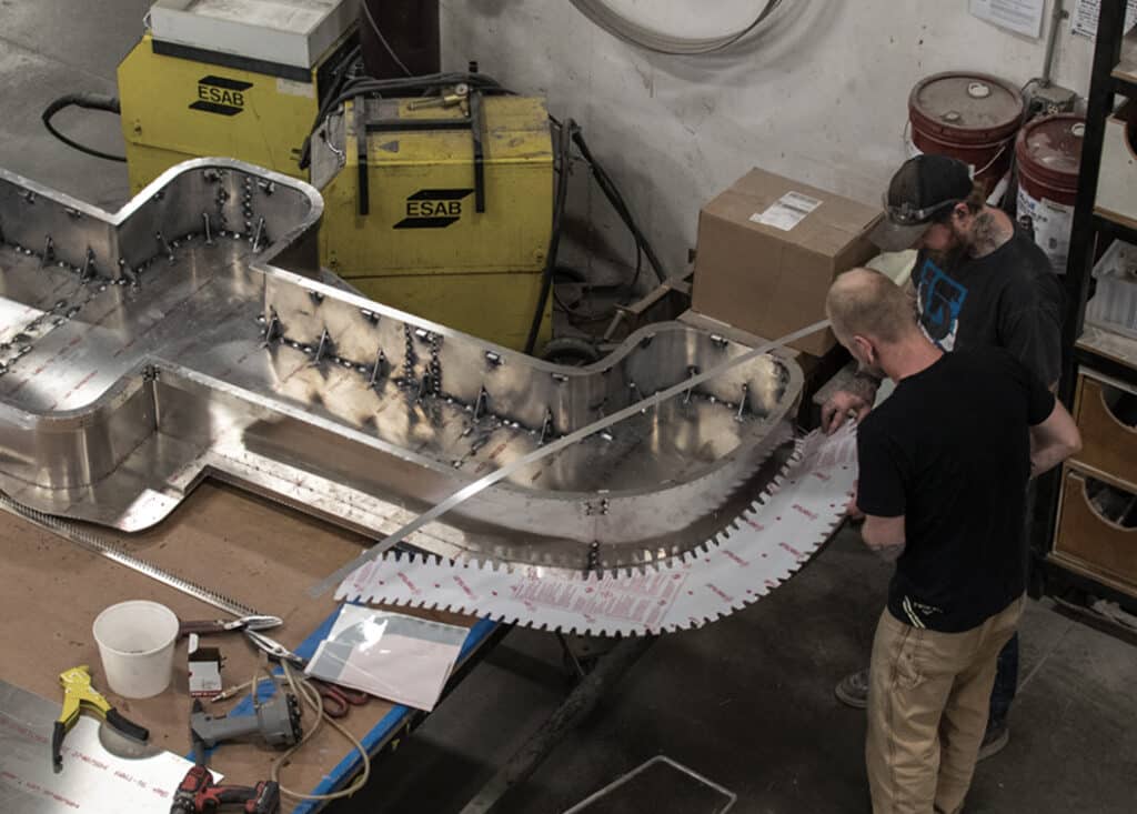 On-site metal fabrication.